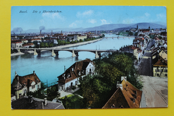 Ansichtskarte Basel / Drei Rheinbrücken / 1910-1925 / Straßenansicht – Brücken